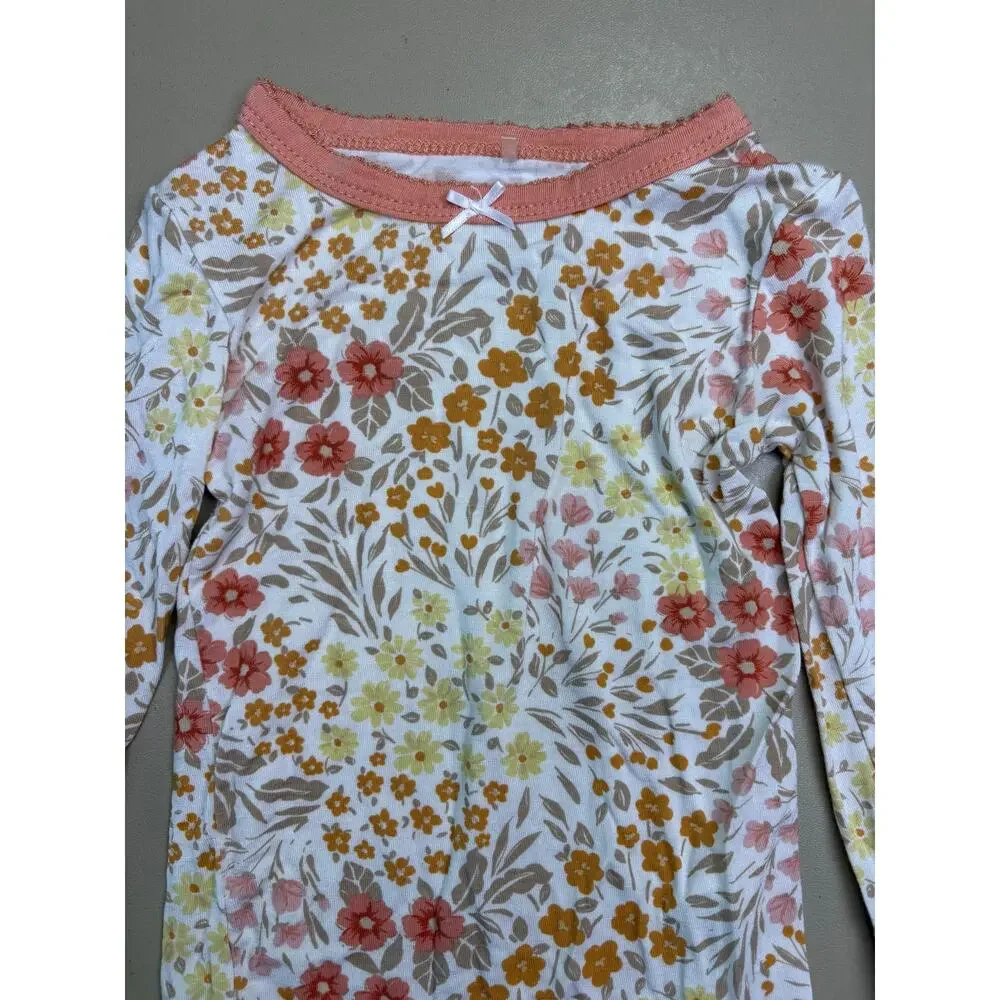 Girls Pajama Set 18M Milkberry Floral 2 Piece Cotton Long Sleeve Sleepwear EUC